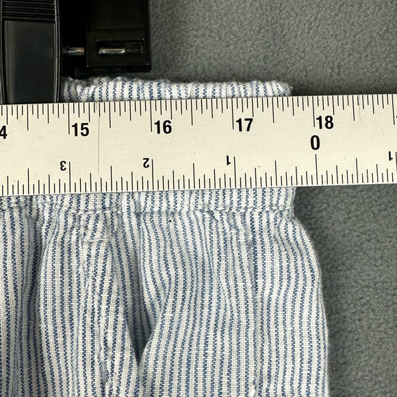 Chico's Pants Women Size 2P/US 12 Petite Linen White Blue Stripe TINY FLAW - Picture 9 of 9